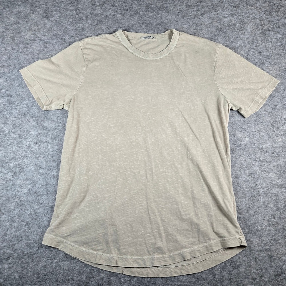 Buck Mason Mens Tan Slub Curved Hem Crew Neck T-Shirt Size M